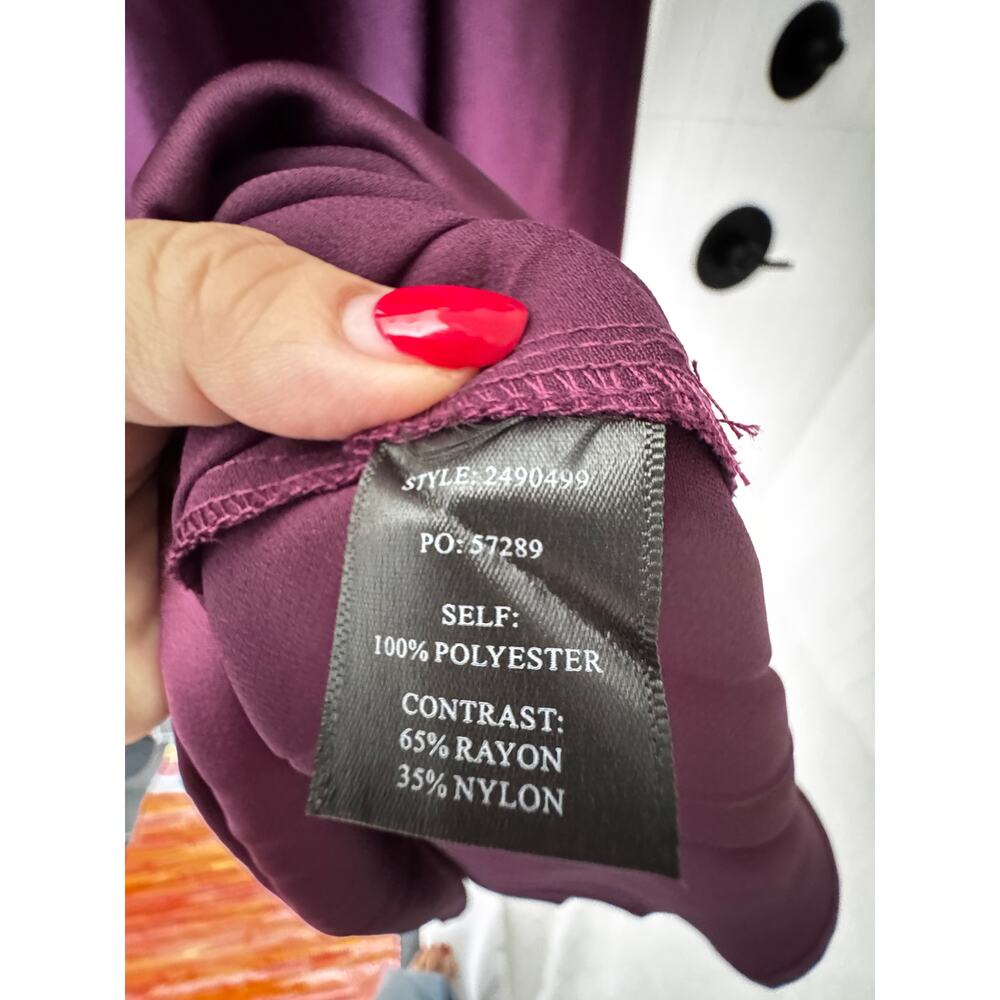 NWT Current Air Mixed Media Sweater Dress Boysenberry Purple Satin Maxi Midi - Picture 5 of 5